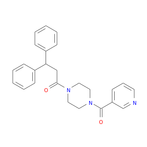 O=C(N1CCN(CC1)C(=O)c1cccnc1)CC(c1ccccc1)c1ccccc1