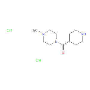CN1CCN(CC1)C(=O)C1CCNCC1.Cl.Cl